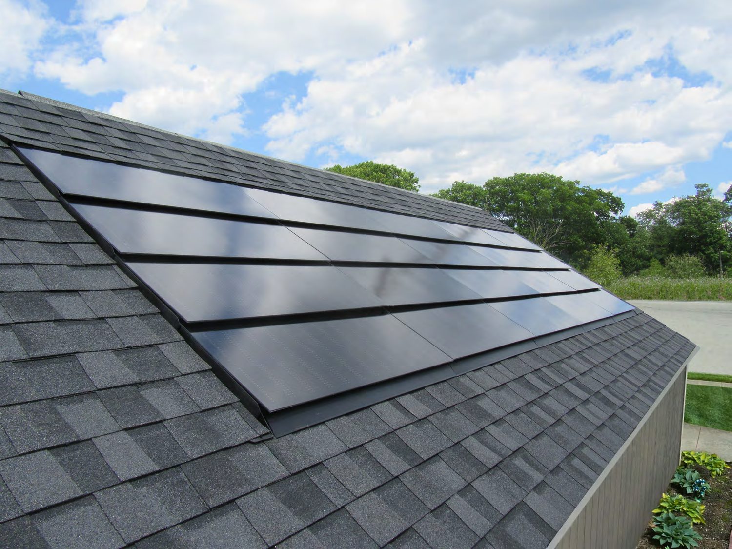 Solar panels on a shingled roof